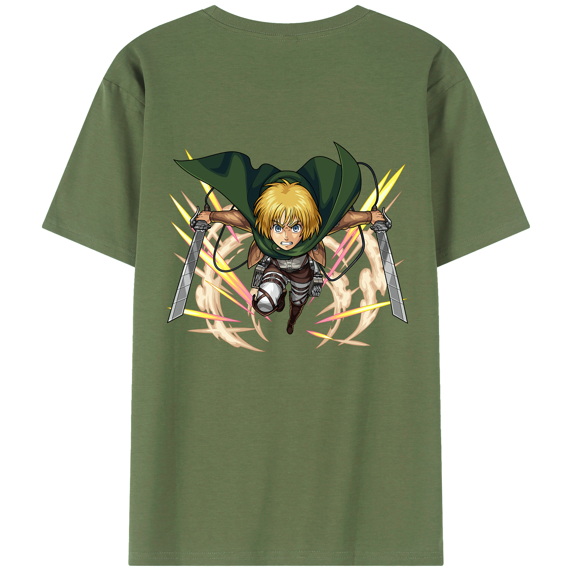 （画像用） 進撃の巨人 アルミン·アルレルト Attack on Titan Armin Arlert 綿100％ メンズ半袖Tシャツ（バックプリント） 通気性
